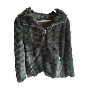 Forever21 Olive Faux Fur Jacket‎ Soft With Hoodie